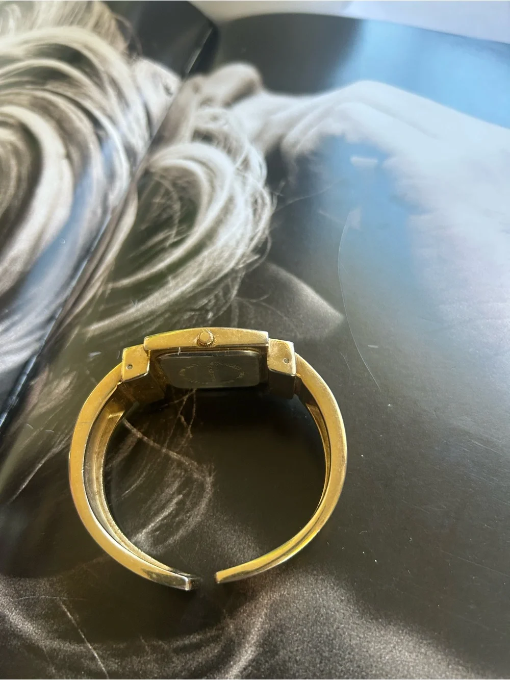 Ornate Gold-Tone Square Face Bracelet Japan movt Watch